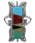 Genuine Sterling Silver Multicolor Inlay Ring Size 6-1/2 EX44306